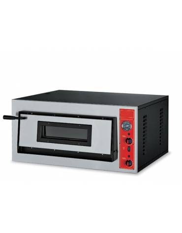 Forno pizza elettrico in  in alluminio nero 4 pizze (Ø 300 mm) - 1 camera di cottura con dim. mm 610x610x140h