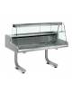 Vetrina refrigerata statica con vetro curvo , carrello , mensola intermedia e chiusura posteriore - cm 150x93x128h