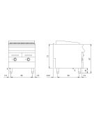 Griglia ad acqua elettrica su mobile chiuso - 2 zone di cottura - potenza totale 15 Kw - cm 80x90x87h