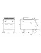 Griglia a pietra lavica a gas su vano aperto - 2 zone di cottura in acciaio inox - cm 80x90x87h