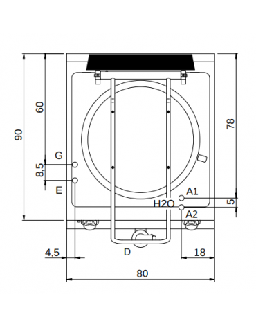 Pentola a gas, riscaldamento diretto, capacità 100 lt. - potenza 21 Kw - cm 80x90x87h