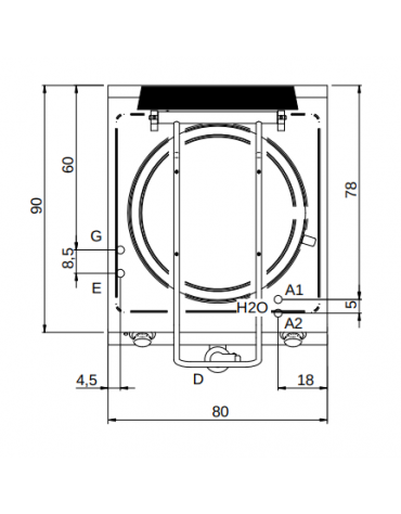 Pentola a gas, riscaldamento diretto, capacità 150 lt. - potenza 24 Kw - cm 80x90x87h