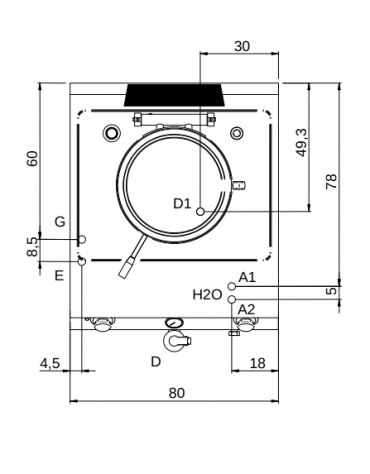 Pentola a gas, riscaldamento indiretto - capacità 50 lt - potenza 10,5 Kw - cm 80x90x87h