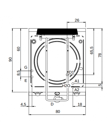 Pentola a gas riscaldamento indiretto capacità 150 lt. - potenza 24 Kw - cm 80x90x87h