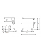 Brasiera elettrica con ribaltamento vasca manuale, capacità 80 lt - Vasca in acciaio inox - Potenza Kw 15 - cm 80x90x87h