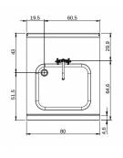 Elemento neutro con lavello, su vano aperto - cm 80x90x87h