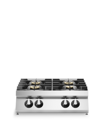 Cucina a gas 4 fuochi da banco con piano stampato - Potenza totale Kw 21,5 - cm 80x73x28h