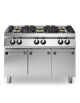 Cucina a gas 6 fuochi su vano con 3 porte - piano stampato - Potenza totale Kw 33,5 - cm 120x73x87h