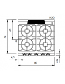 Cucina a gas 4 fuochi con piano stampato e forno a gas - potenza totale 29,5 Kw - cm 80x73x87h