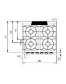 Cucina a gas 4 fuochi con piano stampato e forno elettrico statico - potenza totale 21,5 Kw - cm 80x73x87h