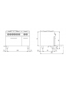 Cucina a gas 6 fuochi con piano stampato, forno elettrico statico e vano neutro con porta - cm 120x73x87h