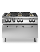 Cucina a gas 4 fuochi con piano stampato e forno a gas maxi - potenza totale 43,5 Kw - cm 120x73x87h