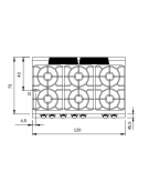 Cucina a gas 4 fuochi con piano stampato e forno a gas maxi - potenza totale 43,5 Kw - cm 120x73x87h