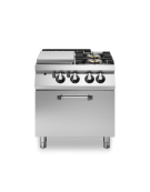 Cucina a gas 2 fuochi + tuttapiastra con forno a gas e piano stampato - potenza totale 26 Kw - cm 80x73x87h