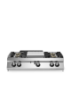 Piano di cottura a gas 4 fuochi + tuttapiastra da banco - piano stampato - potenza totale 27,5 Kw - cm 120x73x28h