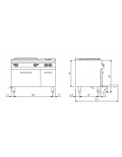 Cucina a gas 4 fuochi + tuttapiastra con forno a gas e porta neutra - piano stampato - cm 120x73x87h