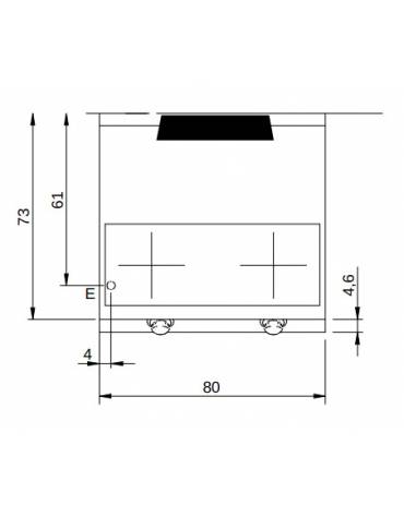 Cucina a induzione da banco per risporanti - 2 Zone di cottura ORIZZONTALI da 3,5 Kw  - cm 80x73x28h