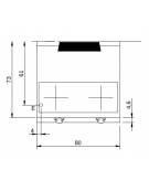 Cucina a induzione su vano aperto per ristoranti - 2 Zone di cottura ORIZZONTALI da 3,5 Kw - cm 80x73x87h