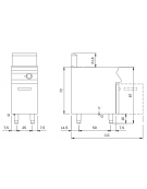 Friggitrice a gas 1 vasca pulita Lt 13 su mobile - Scambiatori di calore ESTERNI alla vasca - cm 40x73x87h