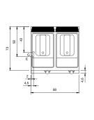 Friggitrice a gas 2 vasche pulite Lt 13+13 su mobile - Scambiatori di calore ESTERNI alla vasca - cm 80x73x87h