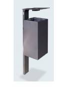 Cestino portarifiuti da inghisare a forma quadrata in acciaio zincato e verniciato con spegnisigarette - cm 35x43x119,9h