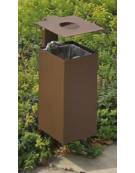 Cestino portarifiuti da inghisare a forma quadrata in acciaio zincato e verniciato con spegnisigarette - cm 35x43x119,9h