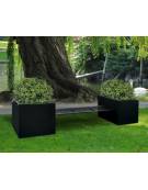 Panchina con fioriere laterali e seduta in acciaio, realizzata in acciaio zincato e verniciato - cm 300.5x70x70h