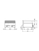 Griglia a pietra lavica a gas da banco - 2 zone di cottura in acciaio inox - Potenza 11 kW - cm 60x60x28h