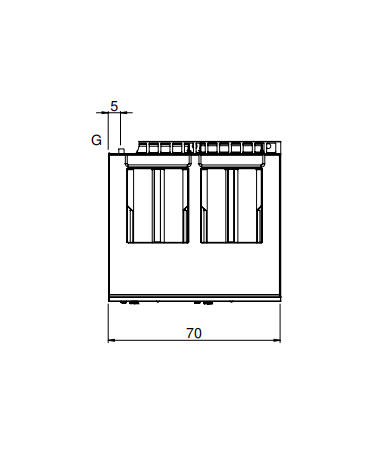 Friggitrice a gas da banco 2 vasca capacita' 8+8 lt - Potenza totale 13,6 kW - cm 70x65x30h