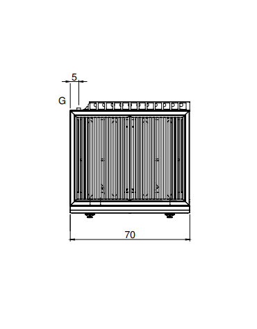 Griglia a gas da banco - 2 zonE di cottura in acciaio inox - potenza totale 15 Kw - cm 70x65x30h