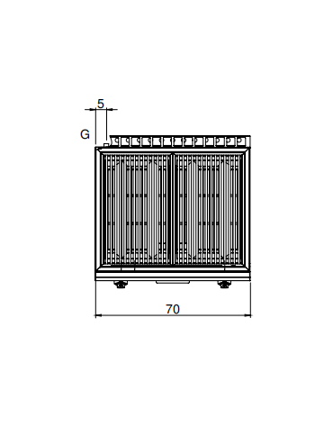 Griglia doppia in pietra lavica a gas da banco - 2 zone di cottura in acciaio inox - Potenza totale 11 kW - cm 70x65x30h