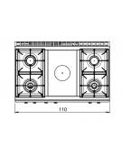 Cucina tuttapiastra a gas, 4 fuochi su forno a gas e armadio neutro - cm 110x70x85h