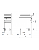 Griglia a gas su vano con porta, 1 zona di cottura in acciaio inox - potenza 7,5 Kw - cm 40x70x30h