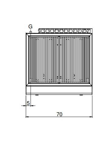 Griglia a gas da banco, 2 zone di cottura in acciaio inox - potenza totale 15 Kw - cm 70x70x30h