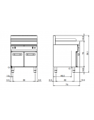 Griglia a gas su vano aperto per carne o pesce, 2 zone di cottura in acciaio inox - cm 70x70x85h