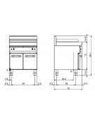 Griglia a gas su vano con 2 porte - 2 zone di cottura in acciaio inox - potenza 15 Kw - cm 70x70x85h