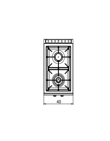 Cucina a gas professionale 2 fuochi su vano con porta - Bacinelle smaltate -  cm 40x70x85h