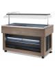 Espositore buffet refrigerato statico +3° +10°C - Colore Olmo tartufo - Capacità N° 4 GN 1/1 -Apertura cupola elettrica