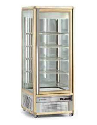 Vetrina espositiva verticale refrigerata con ripiani rotanti in vetro. Adatta per la cioccolata mm 595x658x1810h