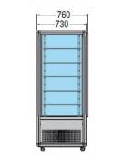 Vetrina espositiva verticale refrigerata con ripiani rotanti in vetro. Adatta per la cioccolata mm 595x658x1810h