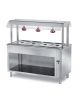 ELEMENTO INOX AISI 304 ISOLA CENTRALE SELF SERVICE BAGNOMARIA, x4 GN1/1 - VANO INFERIORE A GIORNO E LAMPADE INFRAROSSI -  CM 150