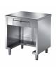Tavolo cassa inox AISI 304 chiuso su 3 lati con cassetto e chiusura a chiave - cm 80x70x89h