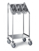 Carrello portaposate inox AISI 304 1 ripiano porta vassoi - 3 GN 1/3 - cm 55x45x90h