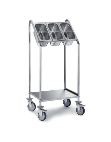 Carrello portaposate inox AISI 304 1 ripiano porta vassoi - 3 GN 1/3 - cm 55x45x90h