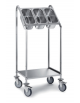 Carrello portaposate inox AISI 304 - 1 ripiano porta vassoi - 4 x GN 1/3 - cm 75x45x90h