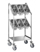 Carrello portaposate inox AISI 304 - 2 ripiani porta vassoi - 8 x GN 1/3 - cm 75x45x90h
