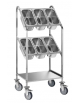 Carrello portaposate inox AISI 304 - 2 ripiani porta vassoi - 8 x GN 1/3 - cm 75x45x90h