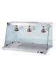 Vetrina espositore da appoggio piano riscaldato, sovrastruttura in vetro con 3 lampade riscaldanti - cm 120x60x70h