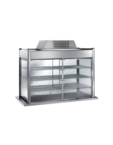 Vetrina refrigerata senza piano di fondo con cristalli a coulisse su 1 lato ed antine a ribalta mm 1060x700x1100 h