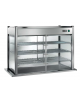 Vetrina riscaldata con piano di fondo, cristalli a coulisse su 1 lato e vetro fisso dall'altro - cm 150x70x102,3h